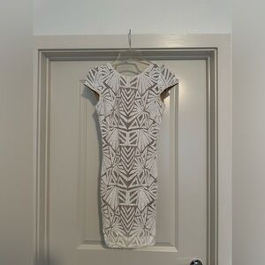 Dress the Population White Geometric Mini Dress